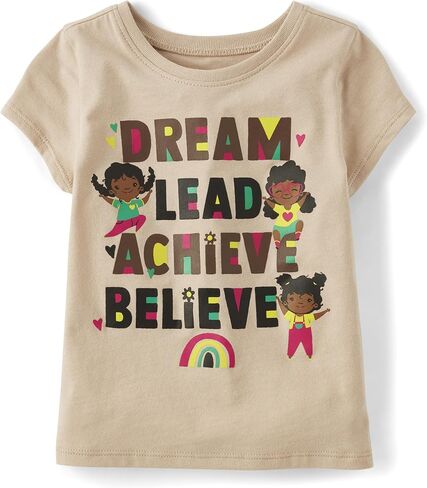 The Children's Place Baby Toddler Girls Short Sleeve Graphic T-Shirt, Dream,Lead,Achieve,Believe in Saudi Arabia