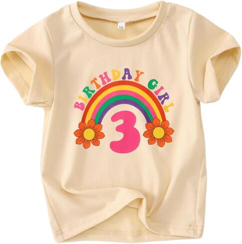 Rainbow Birthday Girl Shirt for Baby Toddler Girls Birthday Tees Outfits Kids Cute Party Gift T-Shirt Tops 1-7 Years in Saudi Arabia