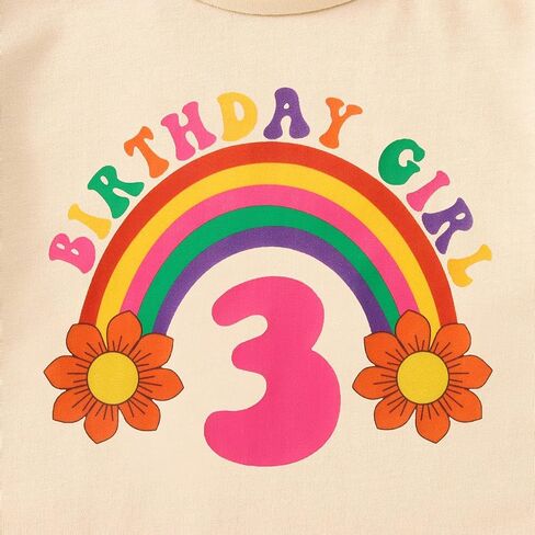 Rainbow Birthday Girl Shirt for Baby Toddler Girls Birthday Tees Outfits Kids Cute Party Gift T-Shirt Tops 1-7 Years in Saudi Arabia