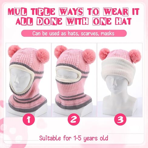 Suhine 4 Pieces Cute Baby Winter Hat Scarf Set Warm Toddler Kids Beanie Hat Scarf Unisex Infant Winter Hat with Neck Warmer for Cold Weather Boys Girls, 4 Colors in Kuwait