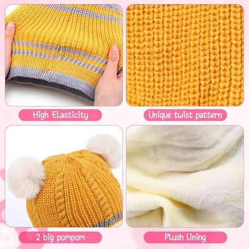 Suhine 4 Pieces Cute Baby Winter Hat Scarf Set Warm Toddler Kids Beanie Hat Scarf Unisex Infant Winter Hat with Neck Warmer for Cold Weather Boys Girls, 4 Colors in Kuwait