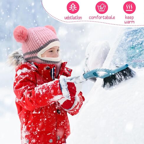 Suhine 4 Pieces Cute Baby Winter Hat Scarf Set Warm Toddler Kids Beanie Hat Scarf Unisex Infant Winter Hat with Neck Warmer for Cold Weather Boys Girls, 4 Colors in Kuwait