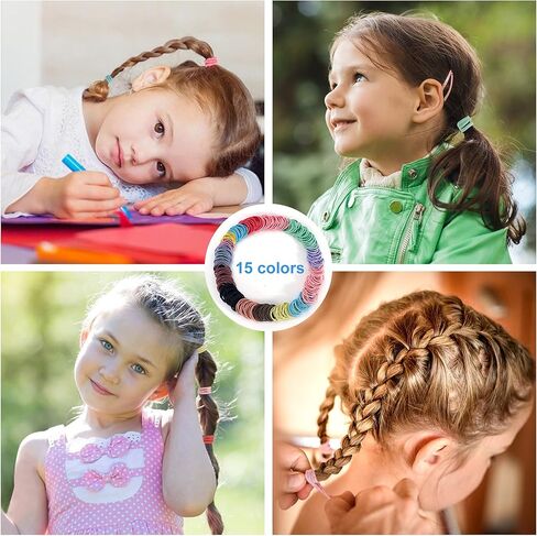 ربطات شعر للفتيات الصغيرات من Tiousoni مكونة من 300 قطعة متعددة الألوان أربطة شعر مرنة للأطفال ربطات شعر صغيرة لأطفال تجعد ربطات شعر للفتيات الصغيرات (القطر 1 بوصة) in Kuwait