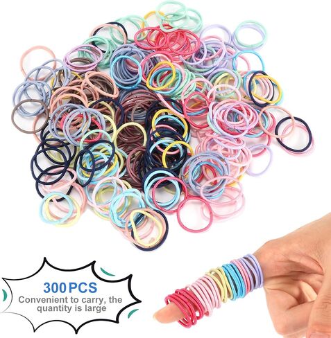 ربطات شعر للفتيات الصغيرات من Tiousoni مكونة من 300 قطعة متعددة الألوان أربطة شعر مرنة للأطفال ربطات شعر صغيرة لأطفال تجعد ربطات شعر للفتيات الصغيرات (القطر 1 بوصة) in Kuwait