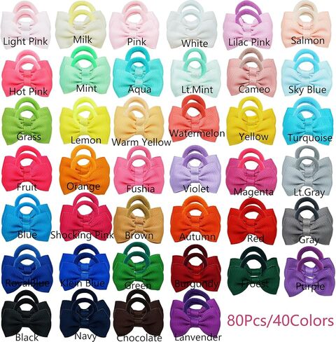 80 قطعة من ربطات شعر الأطفال من Yxiang، ربطات شعر صغيرة مقاس 5.08 سم، حامل ذيل حصان مرن، شريط شعر صغير للفتيات الصغيرات والأطفال في أزواج (40 لونًا) in Kuwait