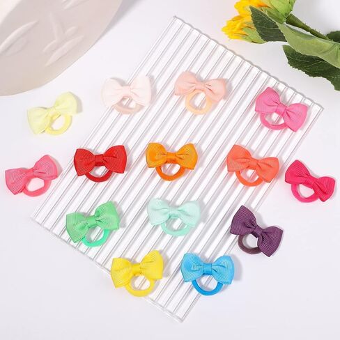 Ayesha 80Pcs Baby Hair Ties Toddler Hair Bows Rubber Bands with Bows Ponytail Holders Pigtail Tiny Bows Hair Accessories for Girls Thin Hair in Kuwait
