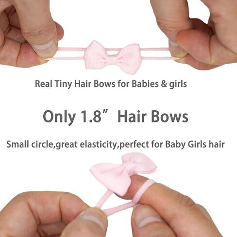 Ayesha 80Pcs Baby Hair Ties Toddler Hair Bows Rubber Bands with Bows Ponytail Holders Pigtail Tiny Bows Hair Accessories for Girls Thin Hair in Kuwait