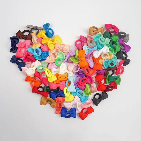 Ayesha 80Pcs Baby Hair Ties Toddler Hair Bows Rubber Bands with Bows Ponytail Holders Pigtail Tiny Bows Hair Accessories for Girls Thin Hair in Kuwait