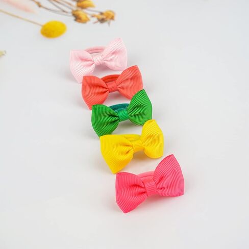 Ayesha 80Pcs Baby Hair Ties Toddler Hair Bows Rubber Bands with Bows Ponytail Holders Pigtail Tiny Bows Hair Accessories for Girls Thin Hair in Kuwait