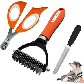 مقصات تقليم أظافر الكلاب والقطط من دوكلوم للمبتدئين، مشط فرشاة إزالة تساقط الحيوانات الأليفة للحيوانات الأليفة ذات الشعر الطويل، أداة فك تشابك الشعر الآمنة للشعر غير اللامع، 3 عبوات من أدوات الحلاقة الاحترافية للجرو والقطط in Kuwait