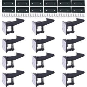 Cabinet Locks Child Safety Latches - OKEFAN 12 Pack Baby Proofing Cabinets Drawer Lock Adhesive Latch for Kids Proof Drawers No Drilling Tools Needed (Black) in Kuwait