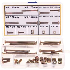 سبرايت ساينس طقم براغي ومسامير لسرير الاطفال مقاس 16 ملم و20 ملم و30 ملم و40 ملم و45 ملم و50 ملم و55 ملم و70 ملم و75 ملم و85 ملم وصواميل اسطوانية للاثاث وسرير بطابقين in Kuwait