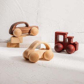 3PCS Wooden Baby Toys,Baby Grasping Toys Push Car Toys Montessori Toys Wooden Toy Vehicles,#3