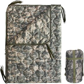 GHILEO Woobie Blanket, Army Poncho Liner with Zipper, Military Sleeping Bag, with A Compression Carrying Bag, for Hiking, Camping, Outdoor Survival