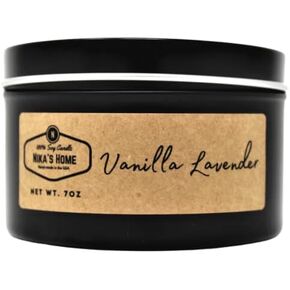 Nika's Home 7oz Black Tin Soy Candle (Vanilla Lavender) in Saudi Arabia