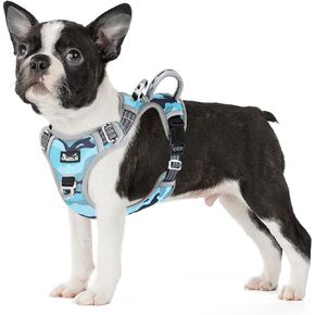 SlowTon No Pull Dog Harness, Heavy Duty No Choke Pet Harness with 2 Leash Clips and Easy Control Vertical Handle, Adjustable Soft Padded Dog Vest for Small, Medium and Large Dogs(Black,X-Large)
