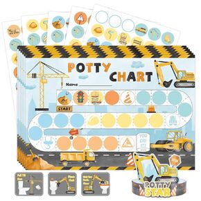 WERNNSAI Potty Training Chart - Construction Toilet Training Reward Chart with 270 Potty Training Stickers Crown Sticker Chart for Girls Toddler Kids Potty Training for Ideal Gift Birthday