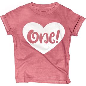 Lalo & Luna Heart Motif T-Shirt for One & Fun Year-Old Baby Girls First Birthday – 1st Bday Toddler Outfit