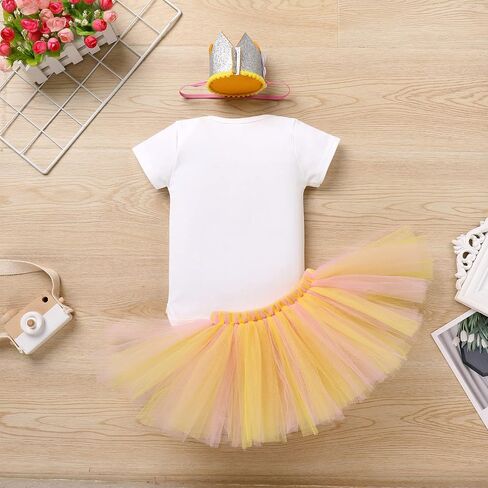 IBTOM CASTLE Farm Cow Giraffe Party Outfit for Baby Girl 1st Birthday Princess Romper+Tutu Skirt Set+Headband Photo Shoot in Saudi Arabia