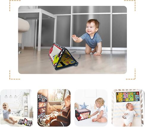 LuLumaoqu لعبة مرآة وقت البطن، ألعاب حسية للأطفال باللونين الأبيض والأسود عالية التباين، لعبة للرضع، لعبة زحف مونتيسوري مع عضاضات ناعمة، مناسبة للرضع حديثي الولادة 0 3 6 9 12 شهرًا in Kuwait