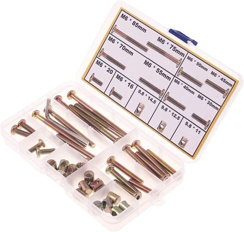 سبرايت ساينس طقم براغي ومسامير لسرير الاطفال مقاس 16 ملم و20 ملم و30 ملم و40 ملم و45 ملم و50 ملم و55 ملم و70 ملم و75 ملم و85 ملم وصواميل اسطوانية للاثاث وسرير بطابقين in Kuwait