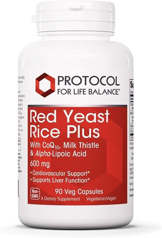 Protocol Red Yeast Rice Plus 600mg - ALA, CoQ10, Milk Thistle - Heart, Liver - 90 Veg Caps in Saudi Arabia