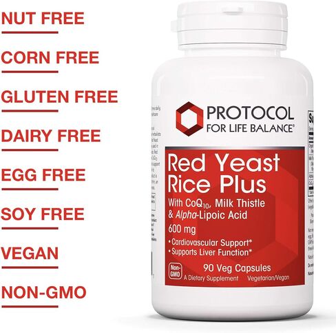 Protocol Red Yeast Rice Plus 600mg - ALA, CoQ10, Milk Thistle - Heart, Liver - 90 Veg Caps in Saudi Arabia