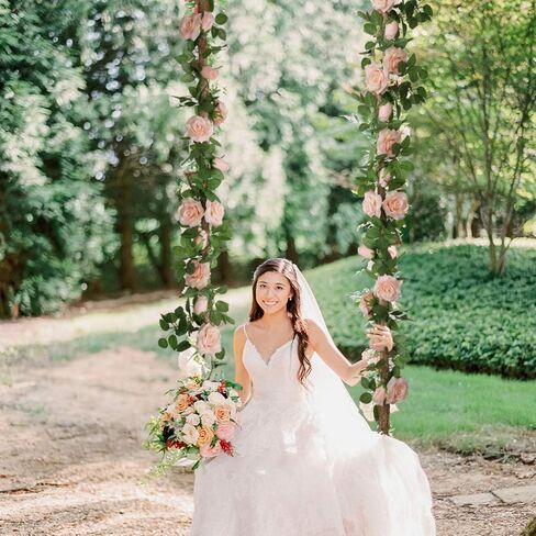 Felice Arts 2 Pack Champagne Rose Garland 13 FT Fake Flower Garland for Valentine's Day Wedding Table Arrangement DIY Flower Wreath Decor in Saudi Arabia