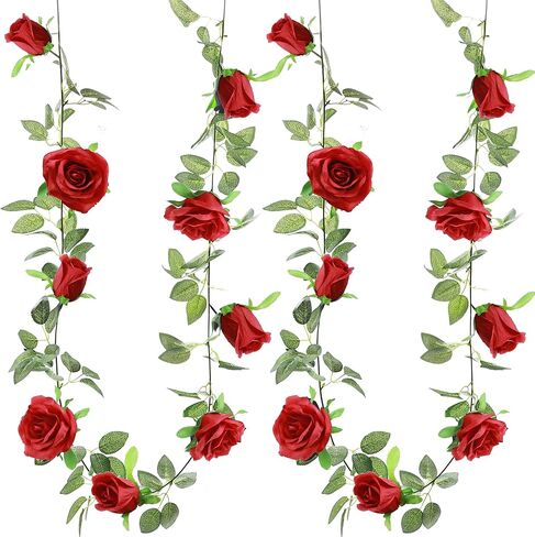 Felice Arts 2 Pack Champagne Rose Garland 13 FT Fake Flower Garland for Valentine's Day Wedding Table Arrangement DIY Flower Wreath Decor in Saudi Arabia