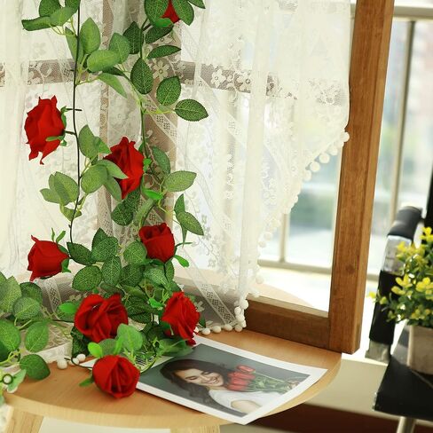 Felice Arts 2 Pack Champagne Rose Garland 13 FT Fake Flower Garland for Valentine's Day Wedding Table Arrangement DIY Flower Wreath Decor in Saudi Arabia