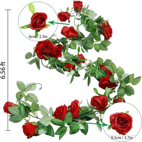 Felice Arts 2 Pack Champagne Rose Garland 13 FT Fake Flower Garland for Valentine's Day Wedding Table Arrangement DIY Flower Wreath Decor in Saudi Arabia
