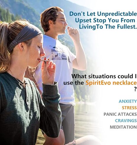 SpiritEvo Mindful Breathing Anxiety Necklace with Two Strong Chains and Velvet Bag, Anxiety Necklace for Stress Relief, Meditation Gifts, Calming Down, Breathing Exercises in Kuwait