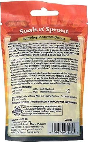 Higgins 3 Pack of Sunburst Soak n' Sprout Seeds with Quinoa for Small Birds, 3 Ounces Each in Saudi Arabia