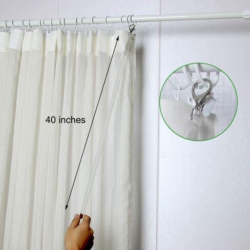2 Pack Curtain Pull Rod with Metal Snap Push Wand for Drapery and Grommet Curtains 1/2 Inch Wide (Aluminum, 40 Inch) in Saudi Arabia