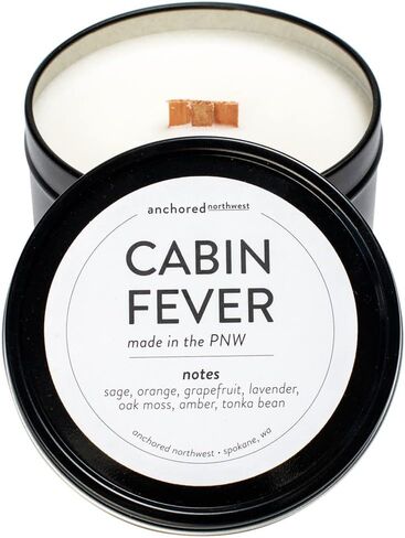 Anchored Northwest - Sea Salt & Orchid Travel Tin Candle, 6oz Black Metal Tin, American Cedar Wood Wick, Hand Poured, Essential Oil Blend 100% Soy Wax, 35+ Hour Burn in Kuwait