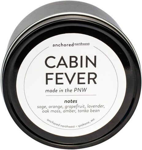Anchored Northwest - Sea Salt & Orchid Travel Tin Candle, 6oz Black Metal Tin, American Cedar Wood Wick, Hand Poured, Essential Oil Blend 100% Soy Wax, 35+ Hour Burn in Kuwait