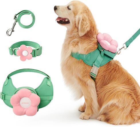VETRESKA Flora Dog Harness، مجموعة المقود والياقة، بدون سحب سترة الكلب للمشي والتدريب، قابل للتعديل، سهل التحكم وحزام الحيوانات الأليفة المبطن الناعم وحقيبة الظهر للكلاب الصغيرة والمتوسطة والكبيرة، XXS in Kuwait