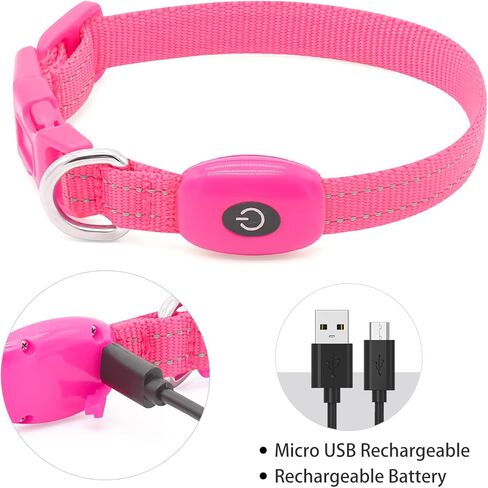 طوق كلب مضيء للكلاب الصغيرة، طوق Vizpet XS قابل للتعديل بحجم نايلون قابل لإعادة الشحن عبر USB، طوق آمن للحيوانات الأليفة للقطط والكلاب (أخضر) in Kuwait
