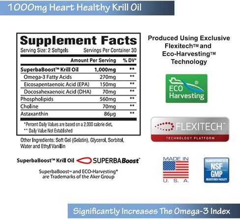 Omega Icon Antarctic Superba Boost Krill Oil Supplement 1000– Phospholipid Bound Omega-3 Supplements, Astaxanthin, Supports Heart Health, 1000mg-Burpless Omega 3 Oils-100% Traceable from Sea to Shelf in Saudi Arabia