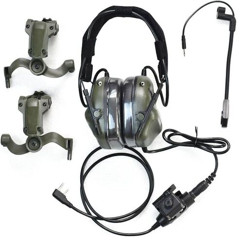 Hdlsina Tactical Headset + with U94 PTT 2pin with ARC Rail Adapter Compatible FAST helmet ACH helmet MICH helmet in Kuwait