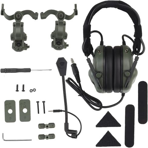 Hdlsina Tactical Headset + with U94 PTT 2pin with ARC Rail Adapter Compatible FAST helmet ACH helmet MICH helmet in Kuwait