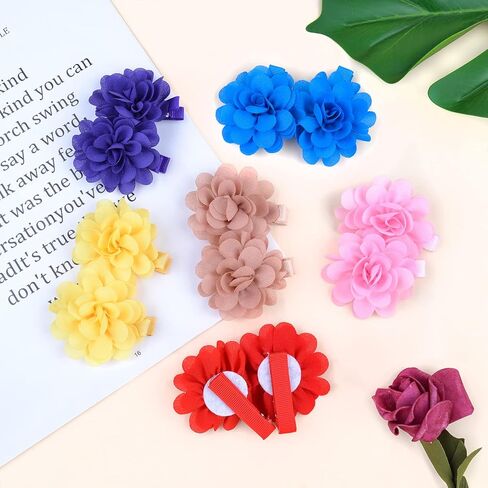 40PCS 2Inch Chiffon Flower Hair Bows Clips for Girls Fully Lined Non Slip Toddler Hair Accessories for Baby Toddler Girls 20 Colors in Pairs in Kuwait