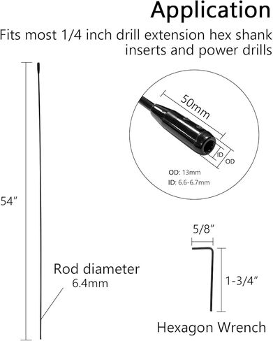 HUAALIUCHE Flex Bit 54-Inch Extension, Flex Shank Installer Drill Bit Extension, 1/4-Inch by 54-Inch with Wrench Key for Added Drill Bit Length for Drilling Between Walls or Several Rafters in Kuwait