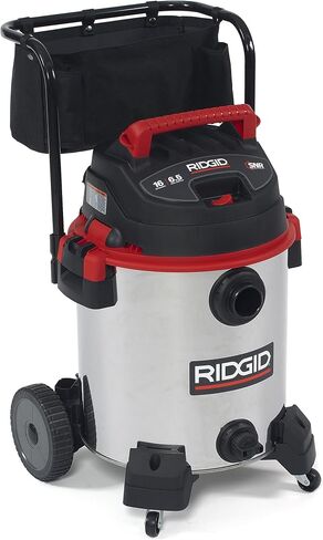 RIDGID 50353 1610RV Stainless Steel 16-Gal. Wet Dry Shop Vacuum with Cart, 6.5 Peak HP Motor, Large Wheels, Pro Hose, Drain, and Blower Port, Red in Saudi Arabia