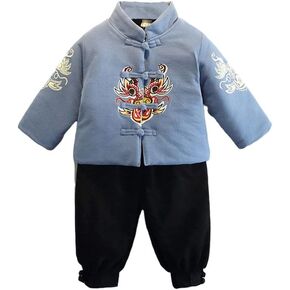 Mud Kingdom Little Boys Fleece Outfits Tang Suit Traditional Style