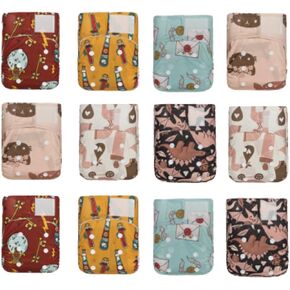 حفاضات قماشية من الخيزران للأطفال الصغار باللون الأخضر 12 من كاواي بيبي مع 24 حشوة من الخيزران، للأطفال الذين يزن من 2.7 كجم إلى 10 كجم. in Kuwait