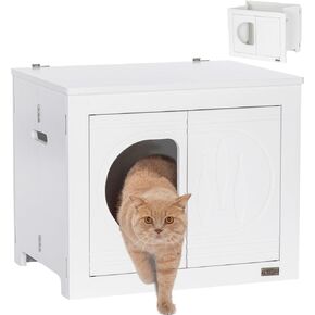 PETSFIT Cat Litter Box Enclosure, Unfold to Use, No Assembly Needed, Cat Litter Box Furniture as Cat House, End Table, Fit Most of Litter Box (Espresso) in Kuwait