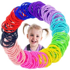ربطات شعر للفتيات الصغيرات من Joyeah للأطفال متعددة الألوان، أربطة شعر صغيرة بدون خياطة، حوامل ذيل حصان مرنة للأطفال الصغار (قطر 2.5 سم 100 قطعة) in Kuwait