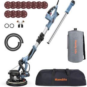 ماكينة التجفيف والجدران الكهربائية 800 واط من هانلايف 7A مع أضواء LED مزدوجة الطابق، سرعة قابلة للتعديل، 800-1800 لفة في الدقيقة، نظام تفريغ تلقائي خالٍ من الغبار و12 قطعة قرص صنفرة in Kuwait