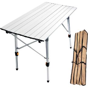 CampLand Aluminum Table Height Adjustable Folding Table Camping Outdoor Lightweight for Camping, Beach, Backyards, BBQ, Party